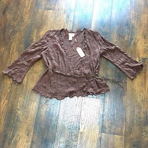 M.S.S.P. Silk Crinkle Wrap Top